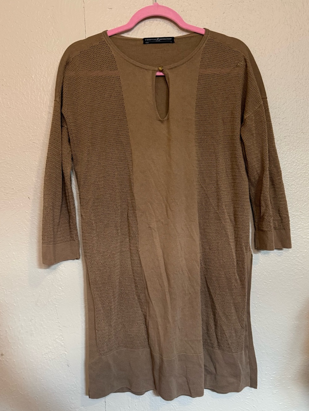 Peruvian connection Brown Keyhole Knit Dress size Small